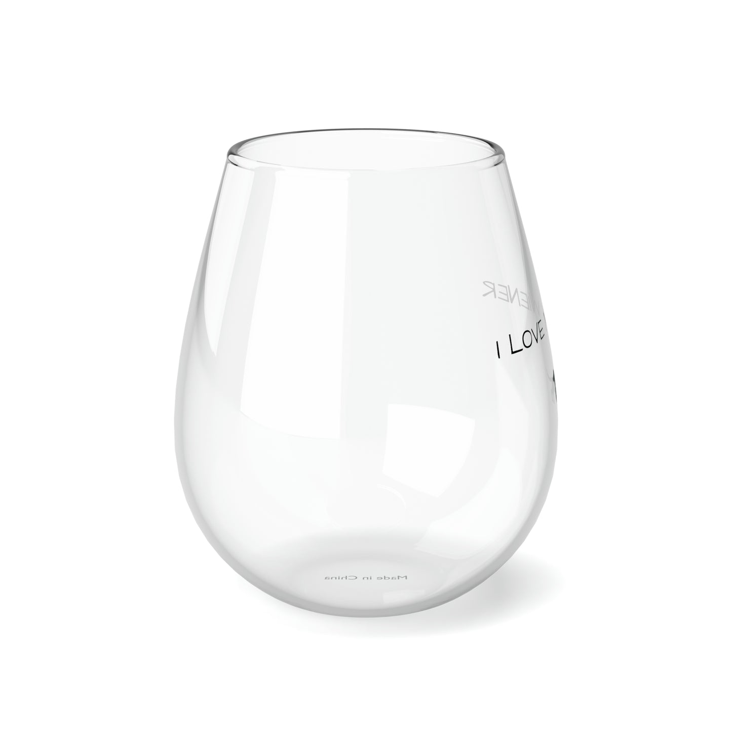 Love my wiener dog - Stemless Wine Glass, 11.75oz