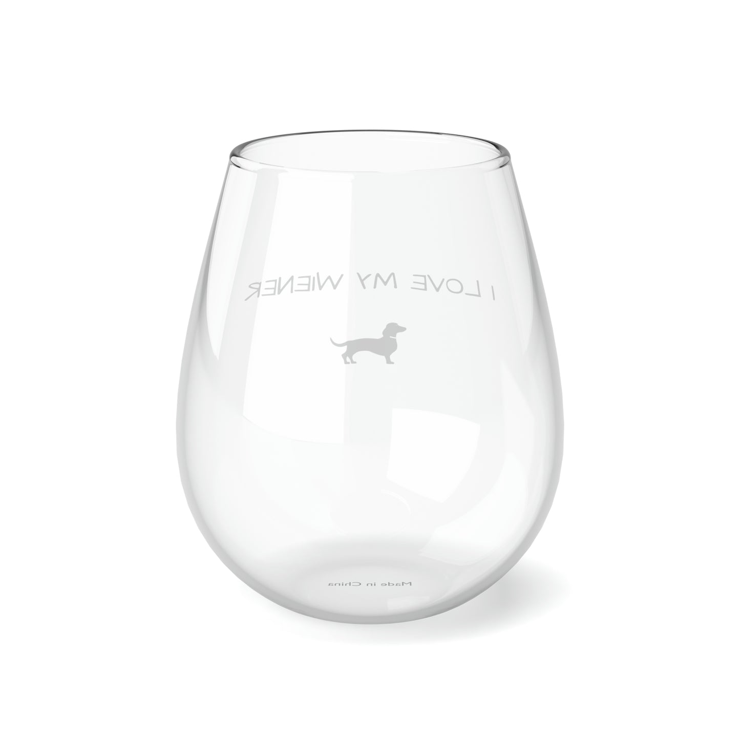 Love my wiener dog - Stemless Wine Glass, 11.75oz