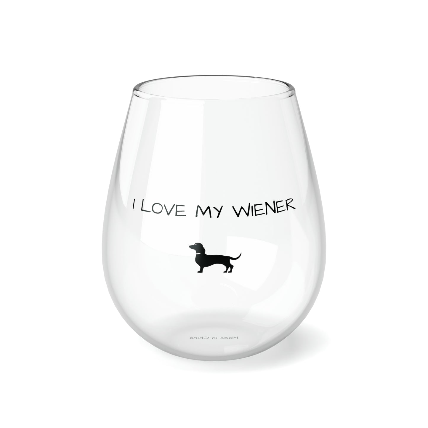 Love my wiener dog - Stemless Wine Glass, 11.75oz