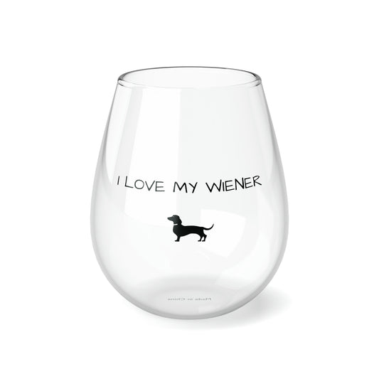 Love my wiener dog - Stemless Wine Glass, 11.75oz